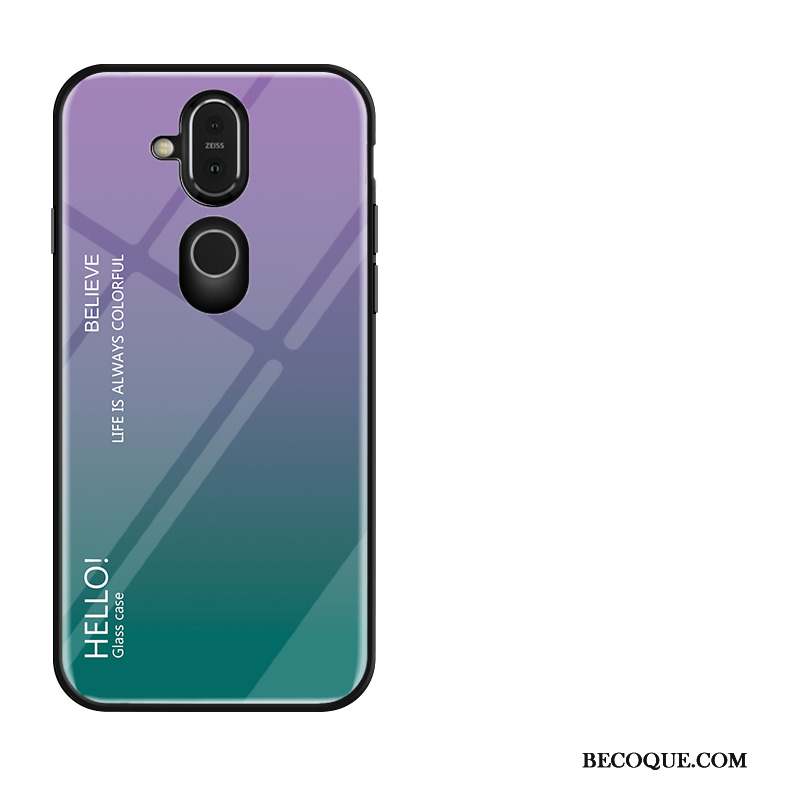 Nokia 8.1 Personnalité Coque De Téléphone Protection Verre Amoureux Violet