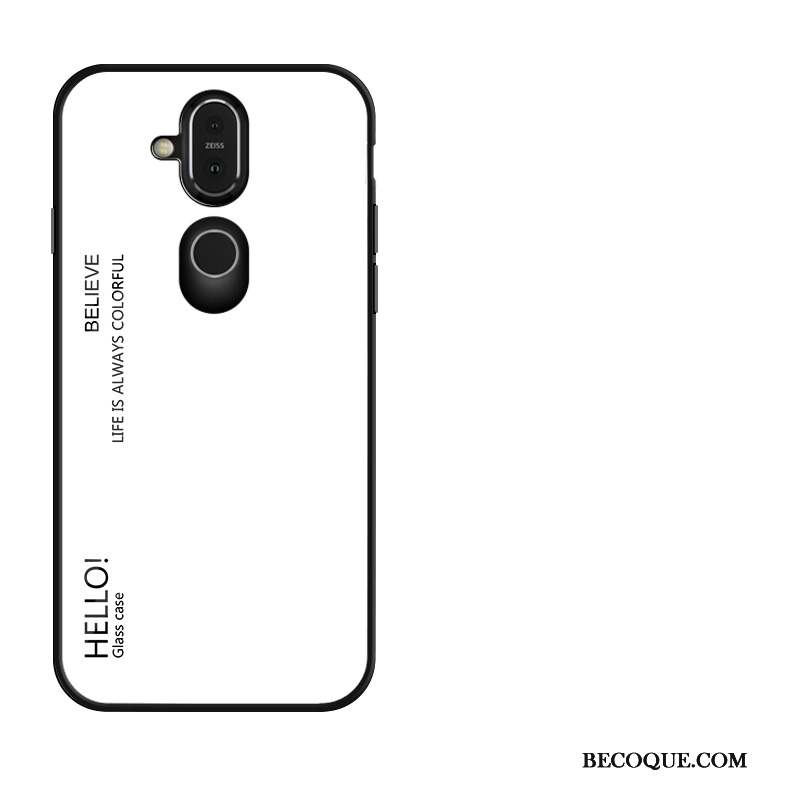 Nokia 8.1 Personnalité Coque De Téléphone Protection Verre Amoureux Violet