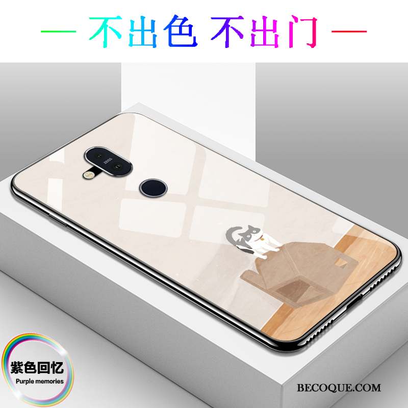 Nokia 8.1 Verre Tout Compris Étui Coque De Téléphone Bleu Dessin Animé