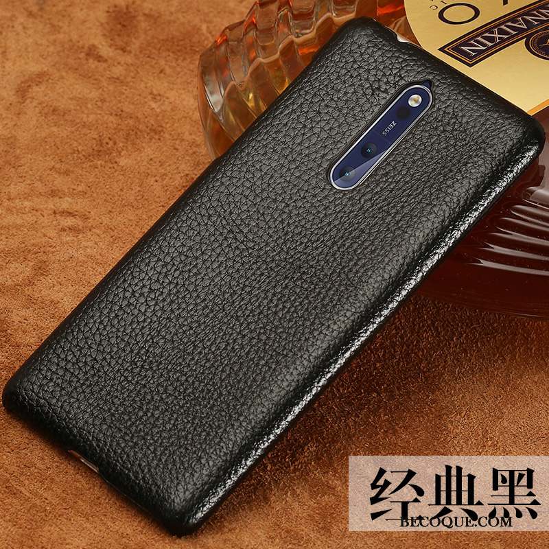 Nokia 8 Coque De Téléphone Marque De Tendance Personnalisé Étui En Cuir Cuir Véritable Très Mince