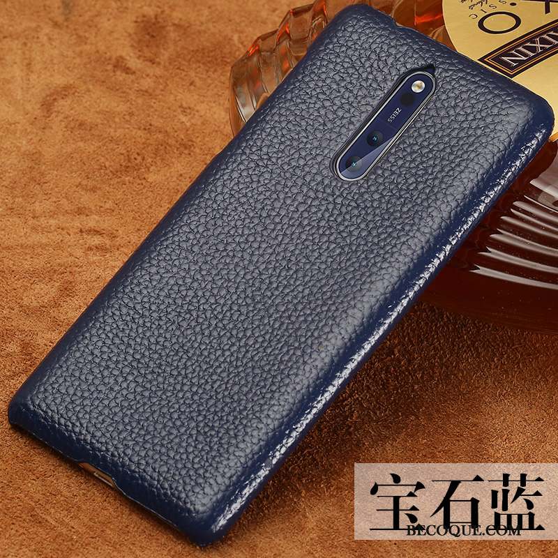 Nokia 8 Coque De Téléphone Marque De Tendance Personnalisé Étui En Cuir Cuir Véritable Très Mince