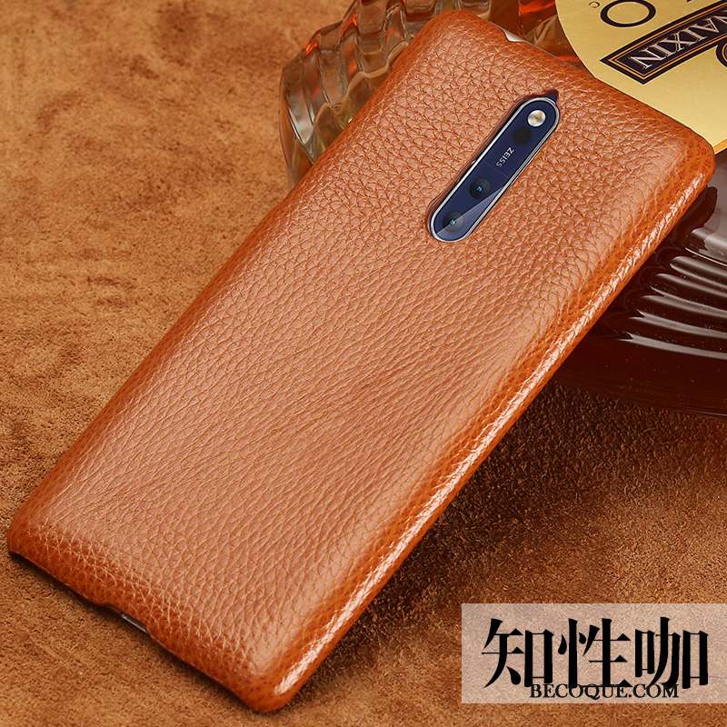 Nokia 8 Coque De Téléphone Marque De Tendance Personnalisé Étui En Cuir Cuir Véritable Très Mince