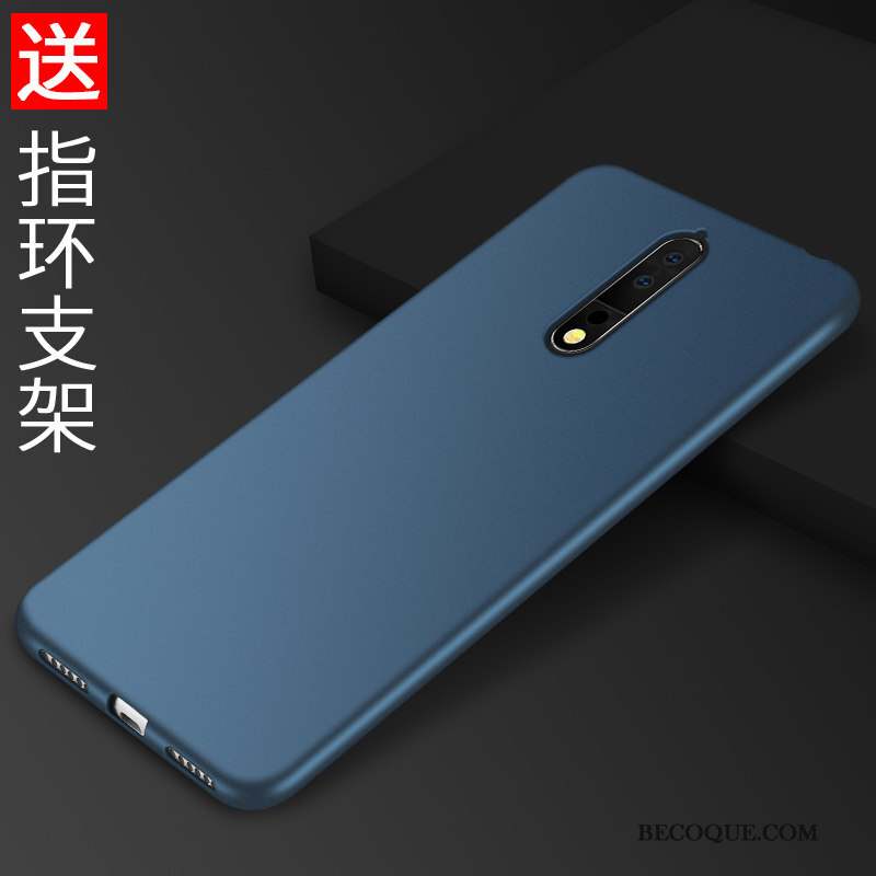 Nokia 8 Coque Difficile Bleu Incassable Délavé En Daim Protection Étui