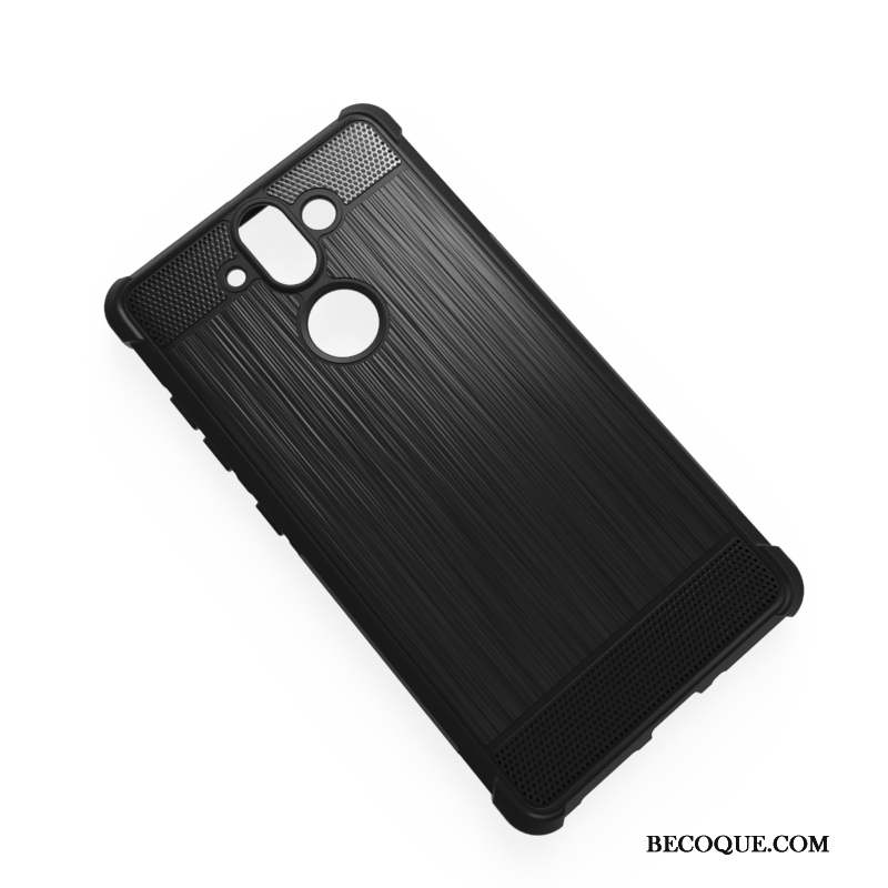 Nokia 8 Coque Délavé En Daim Protection Noir Bordure Transparent Incassable