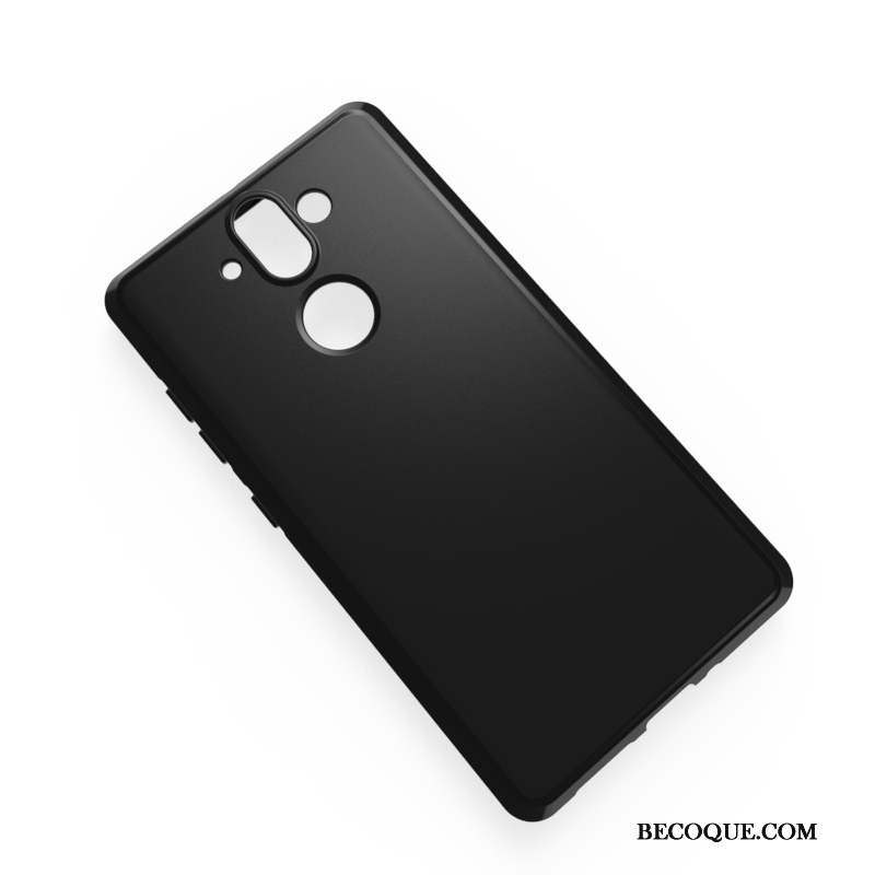 Nokia 8 Coque Délavé En Daim Protection Noir Bordure Transparent Incassable