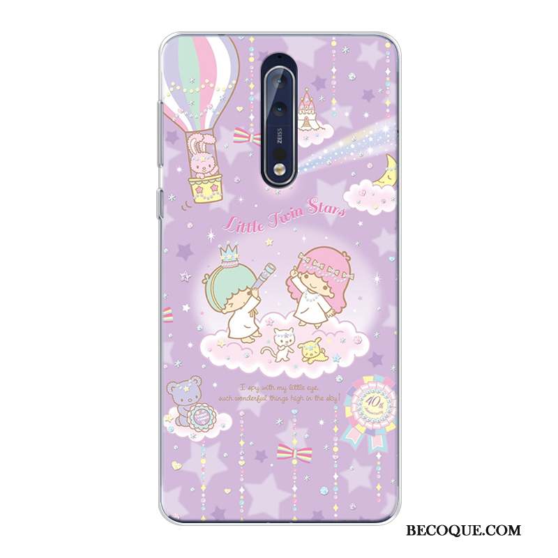 Nokia 8 Coque Incassable Violet Dessin Animé Silicone Fluide Doux Nouveau