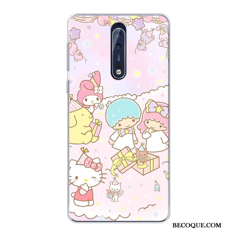 Nokia 8 Coque Incassable Violet Dessin Animé Silicone Fluide Doux Nouveau