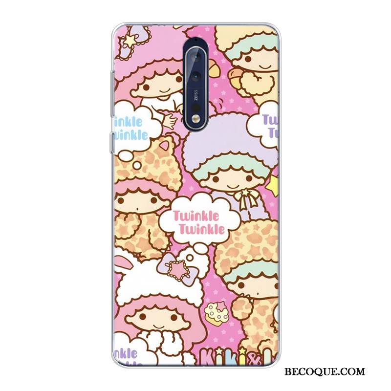 Nokia 8 Coque Incassable Violet Dessin Animé Silicone Fluide Doux Nouveau