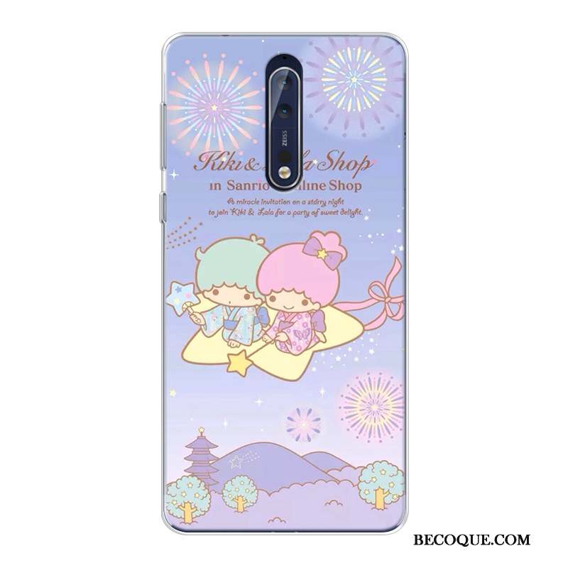 Nokia 8 Coque Incassable Violet Dessin Animé Silicone Fluide Doux Nouveau