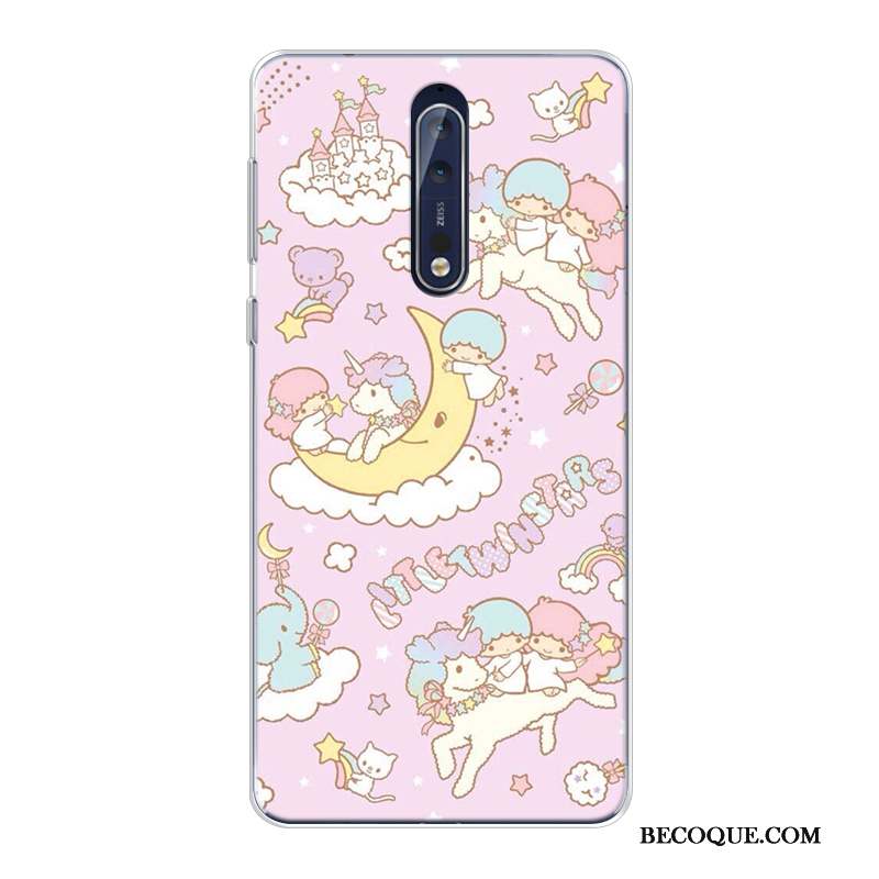 Nokia 8 Coque Incassable Violet Dessin Animé Silicone Fluide Doux Nouveau