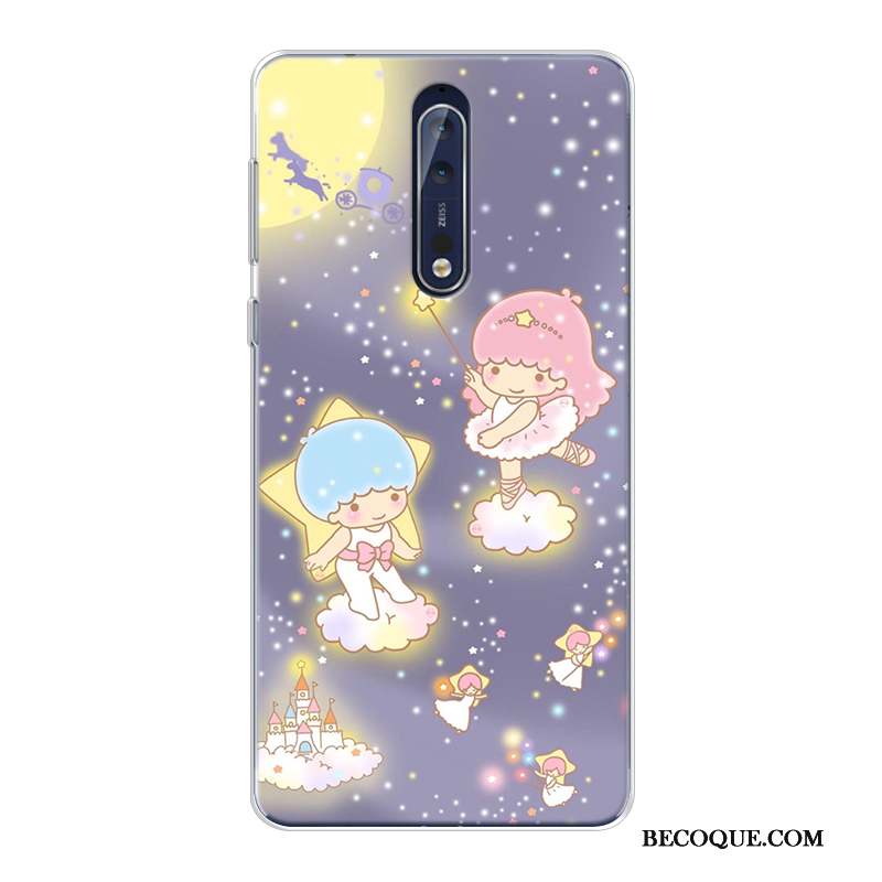 Nokia 8 Coque Incassable Violet Dessin Animé Silicone Fluide Doux Nouveau