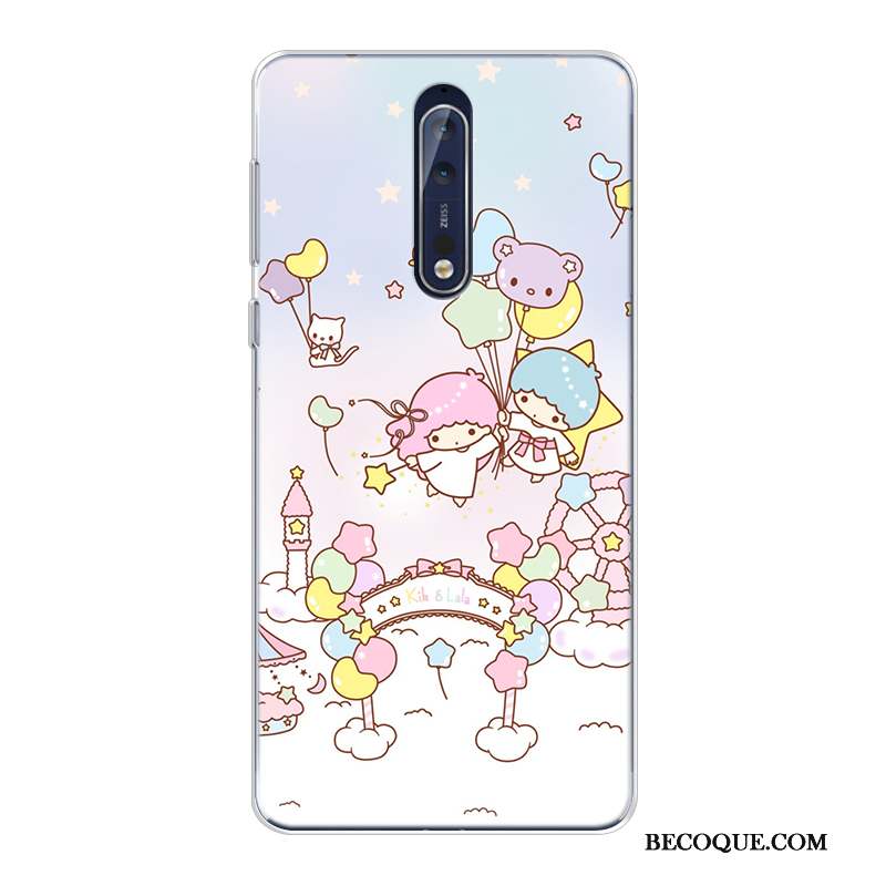 Nokia 8 Coque Incassable Violet Dessin Animé Silicone Fluide Doux Nouveau