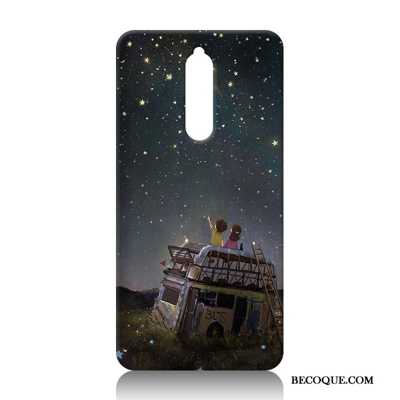 Nokia 8 Coque Noir Peinture Étui Difficile Protection Dessin Animé