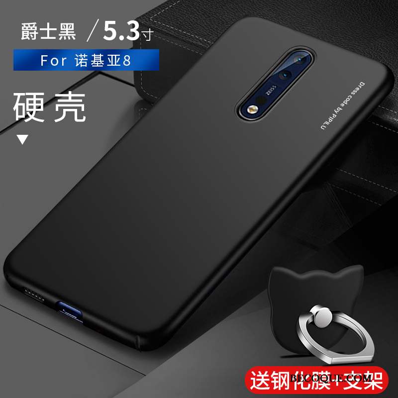 Nokia 8 Coque Très Mince Protection Étui Noir Délavé En Daim Incassable