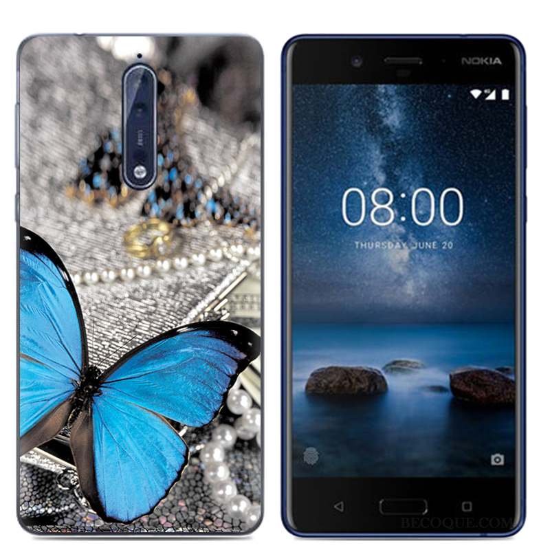 Nokia 8 Dessin Animé Blanc Étui Coque De Téléphone Protection