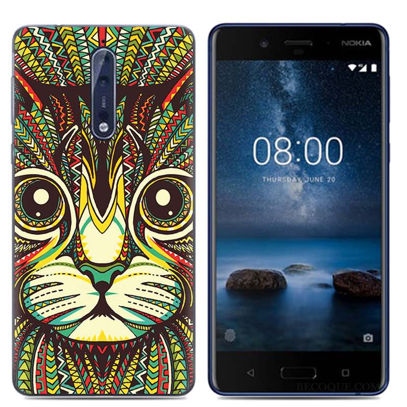 Nokia 8 Dessin Animé Blanc Étui Coque De Téléphone Protection