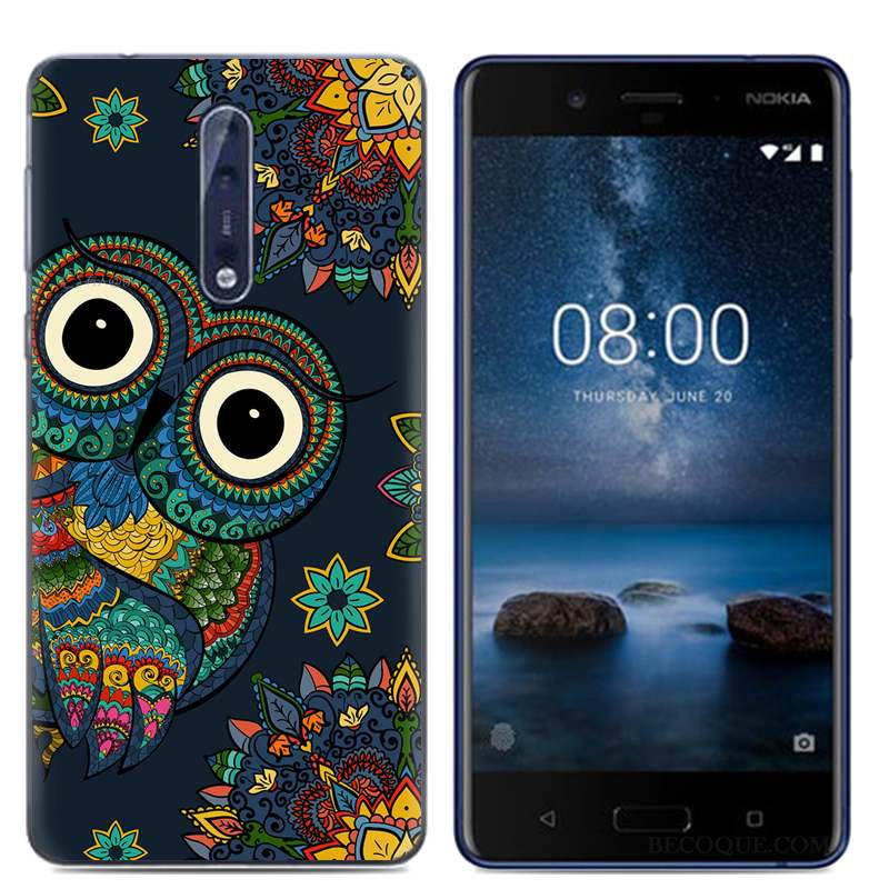 Nokia 8 Dessin Animé Blanc Étui Coque De Téléphone Protection