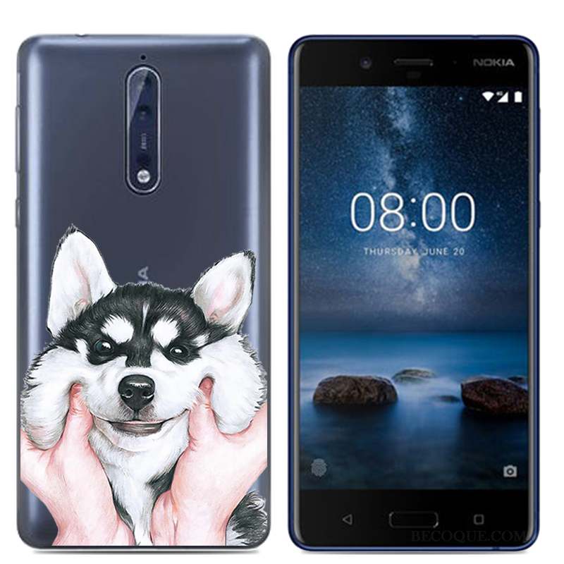 Nokia 8 Dessin Animé Blanc Étui Coque De Téléphone Protection