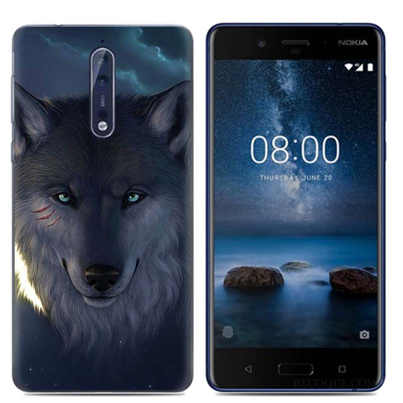 Nokia 8 Dessin Animé Blanc Étui Coque De Téléphone Protection