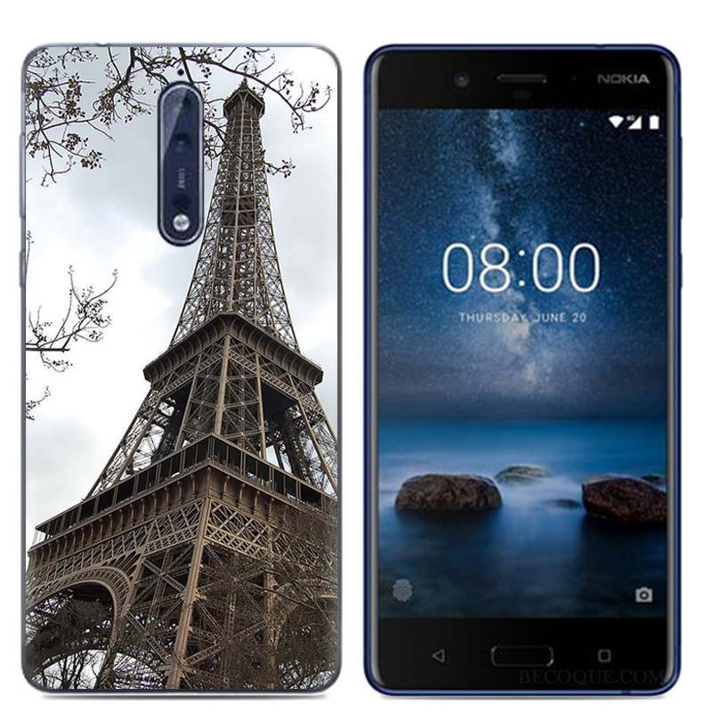 Nokia 8 Dessin Animé Blanc Étui Coque De Téléphone Protection