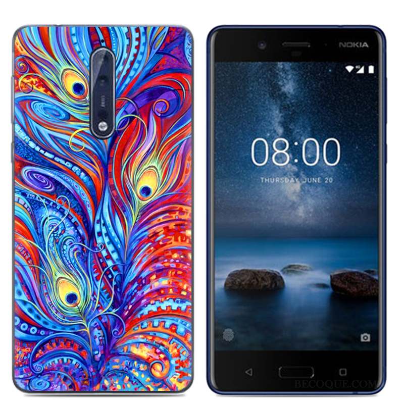 Nokia 8 Dessin Animé Blanc Étui Coque De Téléphone Protection