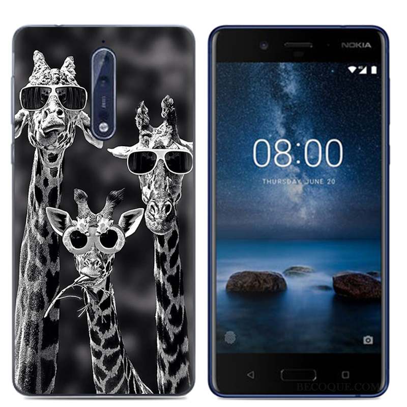 Nokia 8 Dessin Animé Blanc Étui Coque De Téléphone Protection