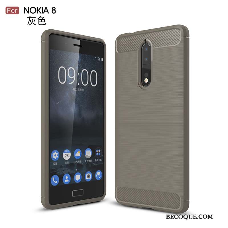 Nokia 8 Fluide Doux Noir Silicone Coque De Téléphone Étui Incassable