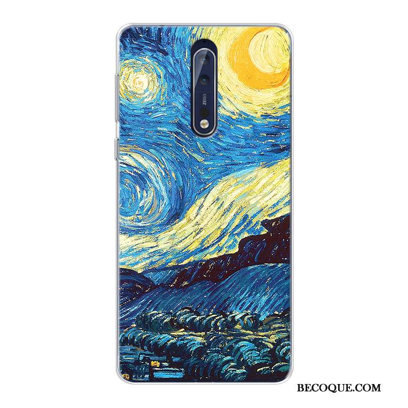 Nokia 8 Haute Coque Peinture À L'huile Ciel Étoilé Original Fluide Doux