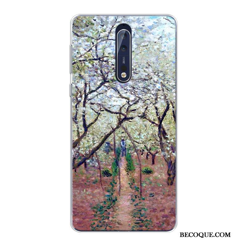 Nokia 8 Haute Coque Peinture À L'huile Ciel Étoilé Original Fluide Doux