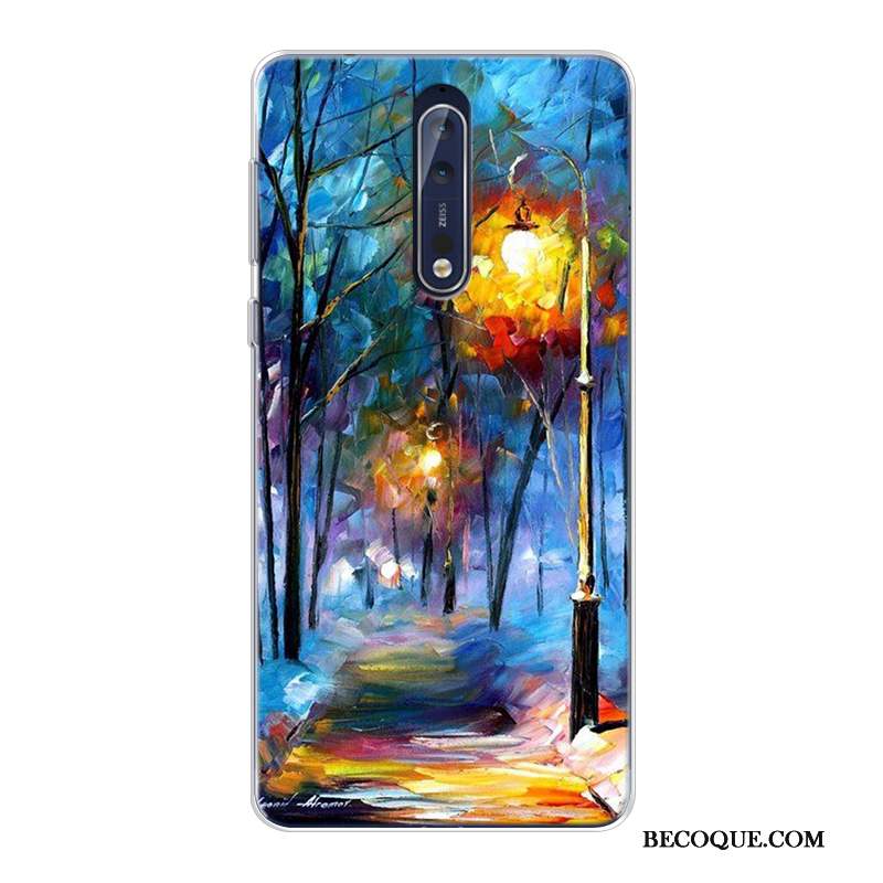 Nokia 8 Haute Coque Peinture À L'huile Ciel Étoilé Original Fluide Doux