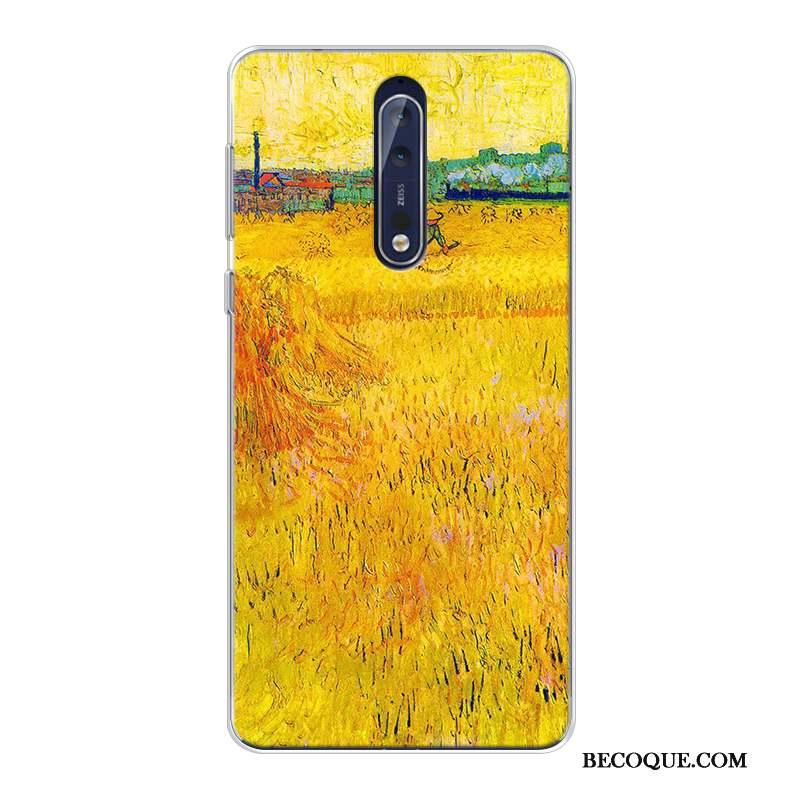 Nokia 8 Haute Coque Peinture À L'huile Ciel Étoilé Original Fluide Doux