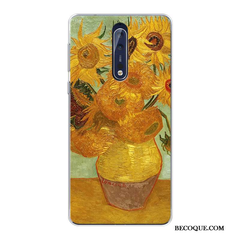 Nokia 8 Haute Coque Peinture À L'huile Ciel Étoilé Original Fluide Doux