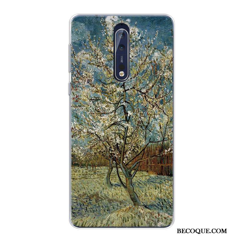 Nokia 8 Haute Coque Peinture À L'huile Ciel Étoilé Original Fluide Doux