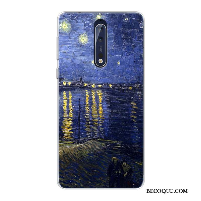 Nokia 8 Haute Coque Peinture À L'huile Ciel Étoilé Original Fluide Doux