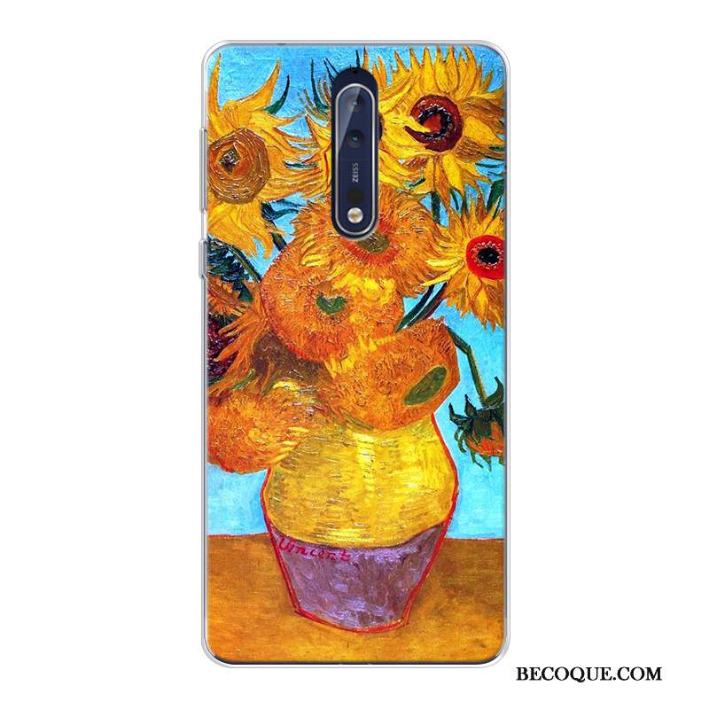 Nokia 8 Haute Coque Peinture À L'huile Ciel Étoilé Original Fluide Doux