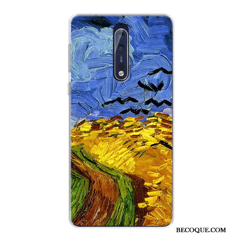 Nokia 8 Haute Coque Peinture À L'huile Ciel Étoilé Original Fluide Doux