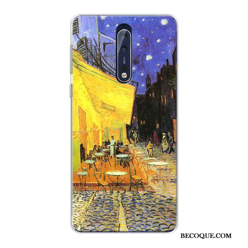 Nokia 8 Haute Coque Peinture À L'huile Ciel Étoilé Original Fluide Doux