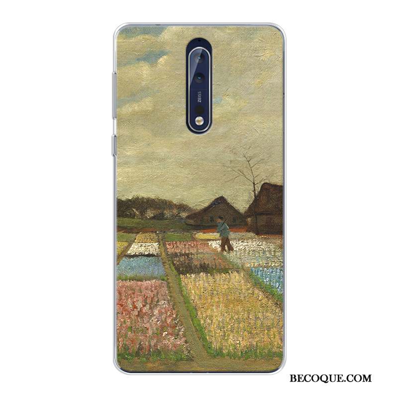 Nokia 8 Haute Coque Peinture À L'huile Ciel Étoilé Original Fluide Doux