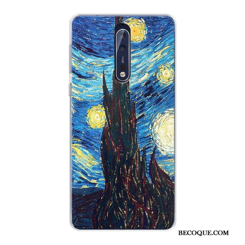 Nokia 8 Haute Coque Peinture À L'huile Ciel Étoilé Original Fluide Doux