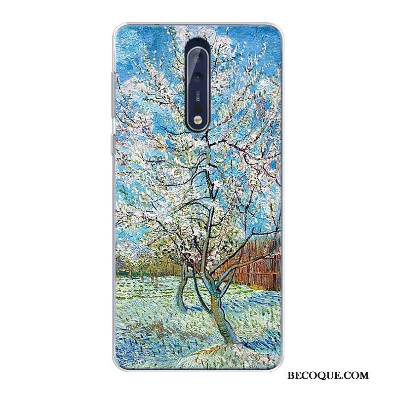 Nokia 8 Haute Coque Peinture À L'huile Ciel Étoilé Original Fluide Doux