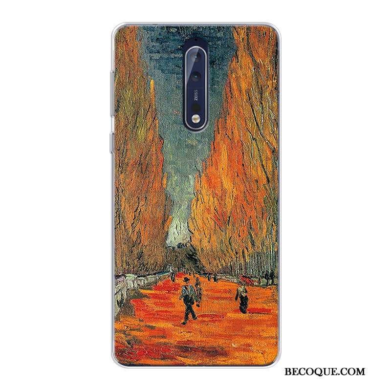 Nokia 8 Haute Coque Peinture À L'huile Ciel Étoilé Original Fluide Doux