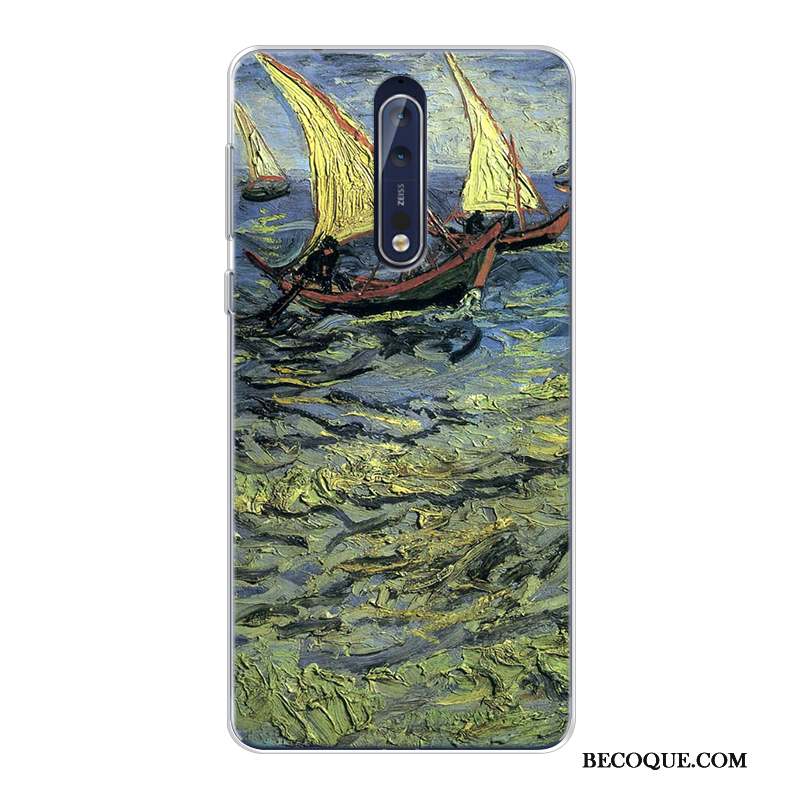 Nokia 8 Haute Coque Peinture À L'huile Ciel Étoilé Original Fluide Doux