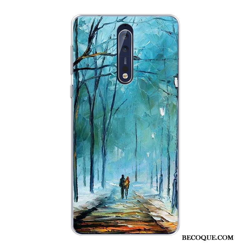 Nokia 8 Haute Coque Peinture À L'huile Ciel Étoilé Original Fluide Doux