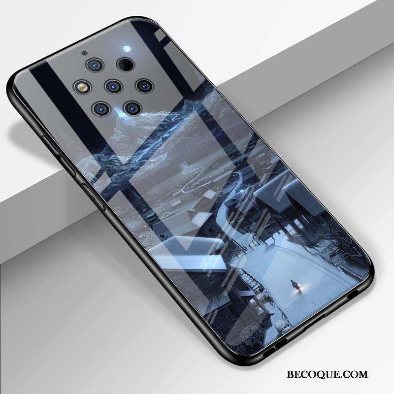 Nokia 9 Pureview Coque Difficile Personnalité Étui Miroir Dessin Animé Bleu