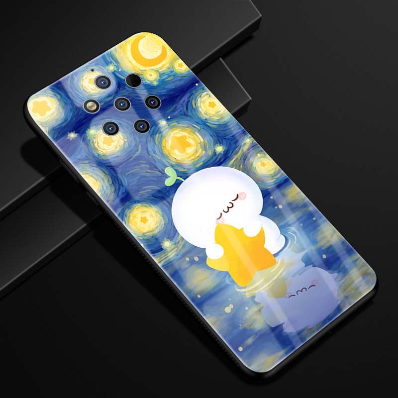 Nokia 9 Pureview Coque Verre Dessin Animé Incassable Créatif Étui Protection