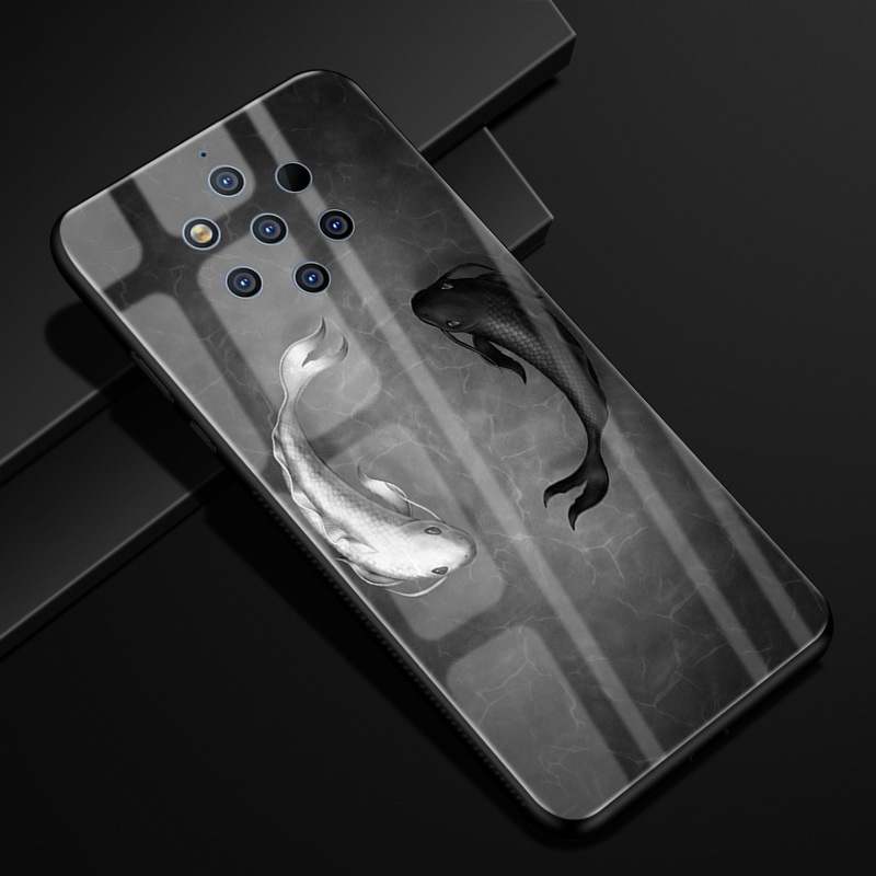 Nokia 9 Pureview Coque Verre Dessin Animé Incassable Créatif Étui Protection