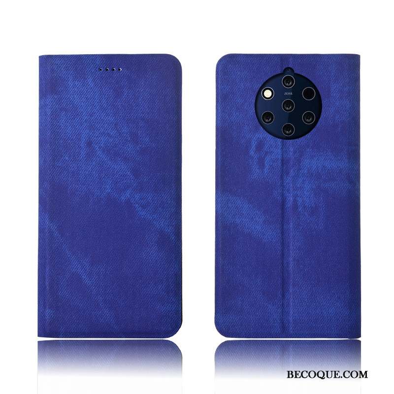 Nokia 9 Pureview Incassable Denim Coque De Téléphone Étui En Cuir Protection Clamshell