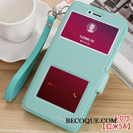 Redmi 5a Coque De Téléphone Housse Étui En Cuir Fluide Doux Protection Bleu