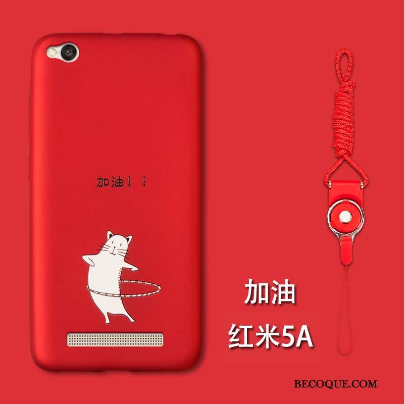 Redmi 5a Coque Rouge Créatif Incassable Délavé En Daim Tout Compris Tendance