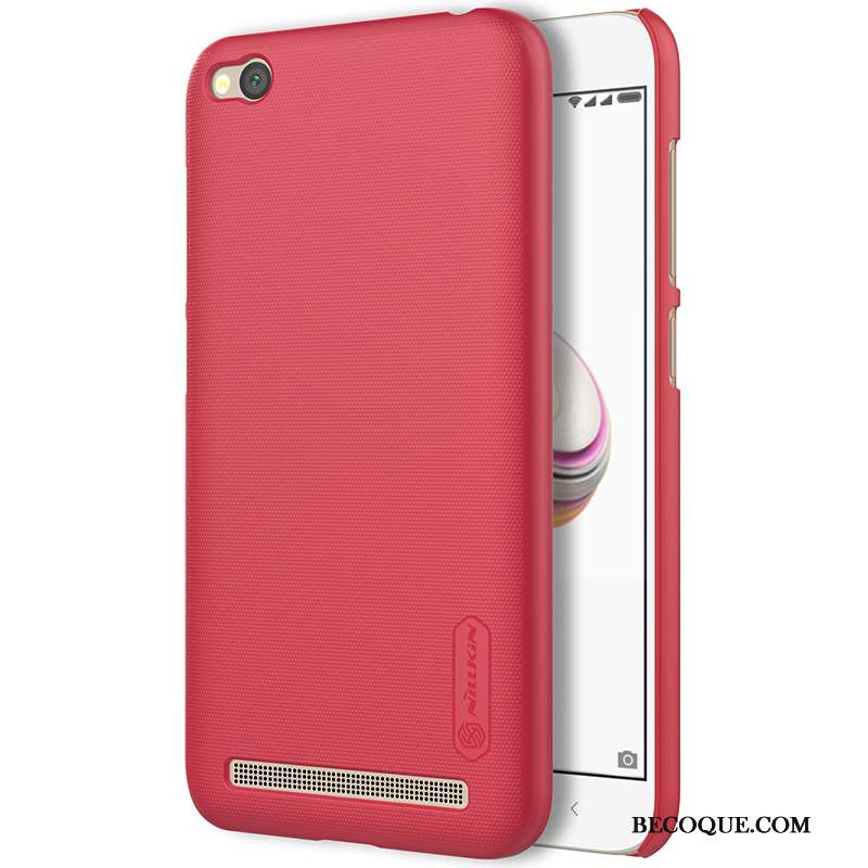 Redmi 5a Rouge Étui Délavé En Daim Coque De Téléphone Incassable Or